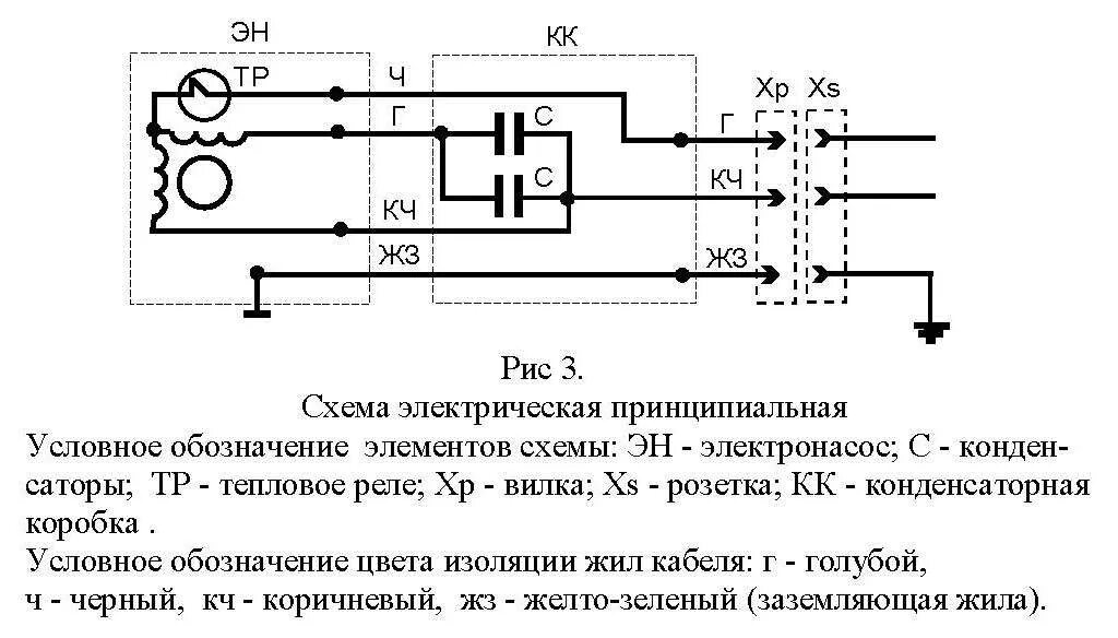 Погружной насос водолей схема подключения Схема подключения насоса "Водолей" с конденсатором- лучшее решение для организац