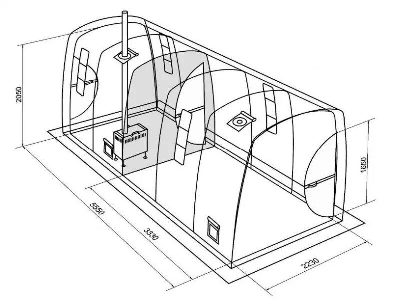 Походная баня чертежи Зимняя палатка Мобиба МБ-552 М2 (без печи) купить в Екатеринбурге по цене 88 540