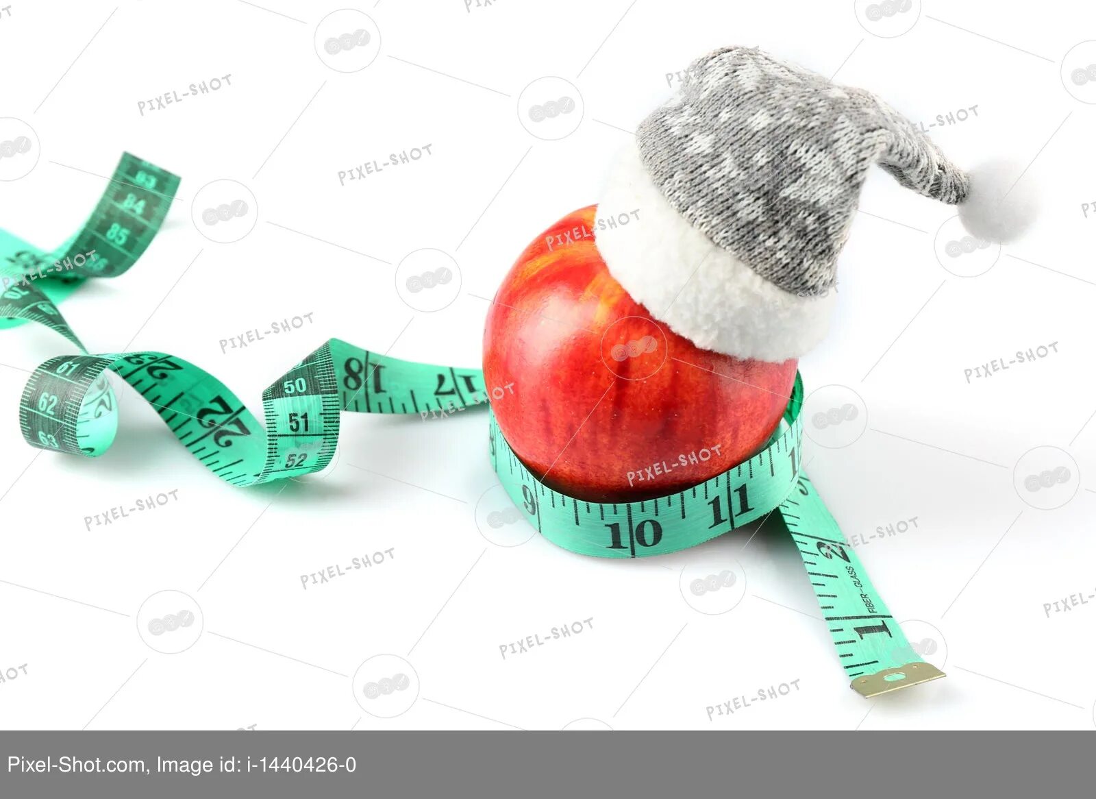 Похудеть к новому году картинки Measuring tape and apple with Christmas decoration isolated on white :: Stock Ph