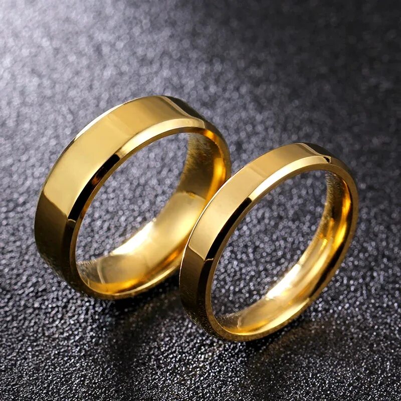 Поиск кольца по фото MANGOSKY 4mm 6mm Gold Stainless Steel Couple Ring For Man and Women - AliExpress