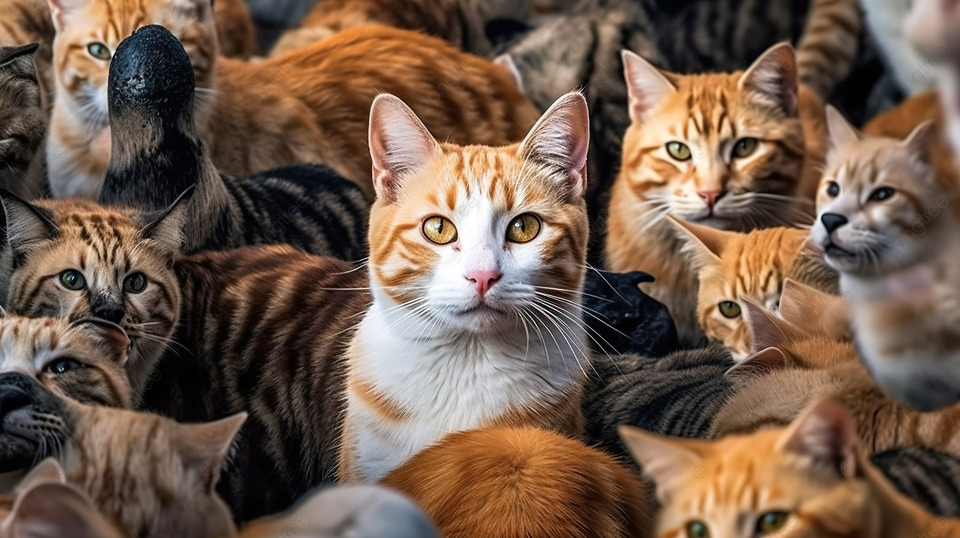 Поиск кошек по фото Thousands Of Cats Stare Down One Another Background, Find Cat In Picture Backgro