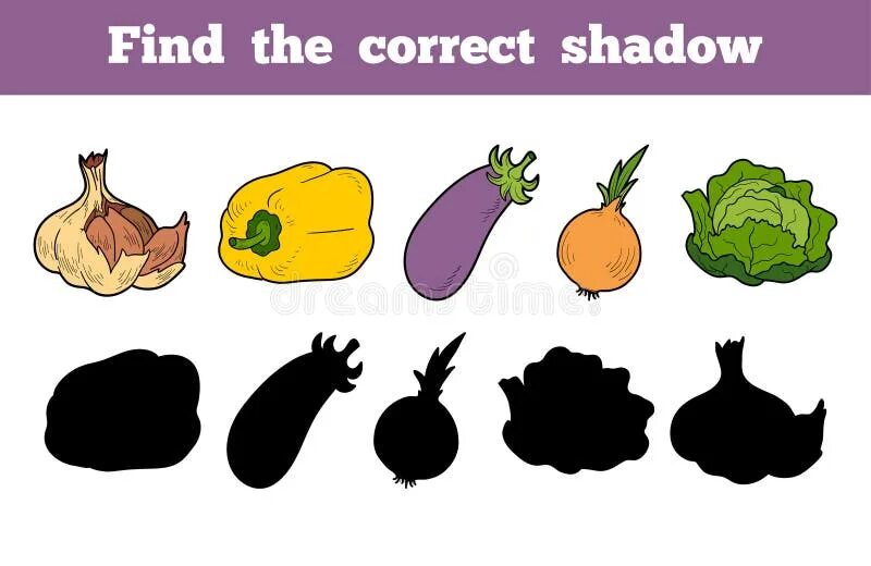 Поиск овоща по фото Find the Correct Shadow (vegetables) Stock Vector - Illustration of fresh, drawi