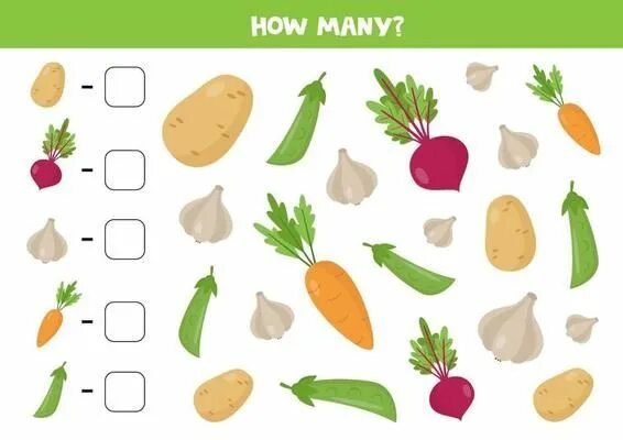 Поиск овоща по фото Find the Half of Each Vegetable - Funny Worksheet for Kids