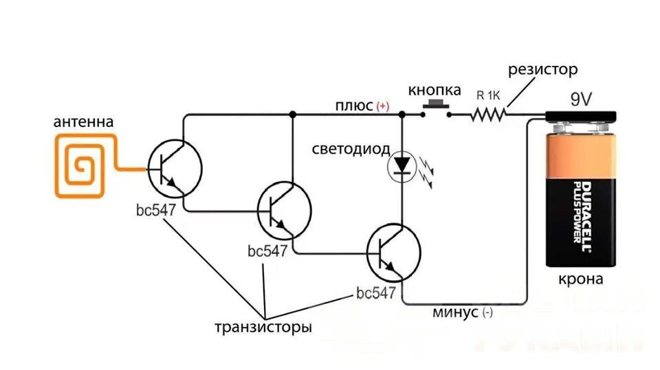 Поиск скрытой проводки схема Простой детектор скрытой проводки своими руками Блог самостройщика Дзен