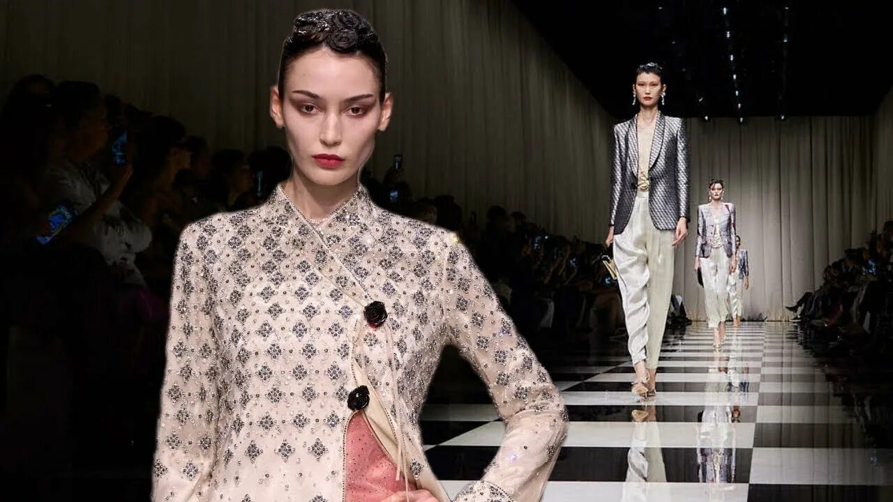 Показ мод 2024 женская одежда осень Armani Prive мода Осень Зима 2023/2024 Haute Couture в Париже Одежда и аксессуар