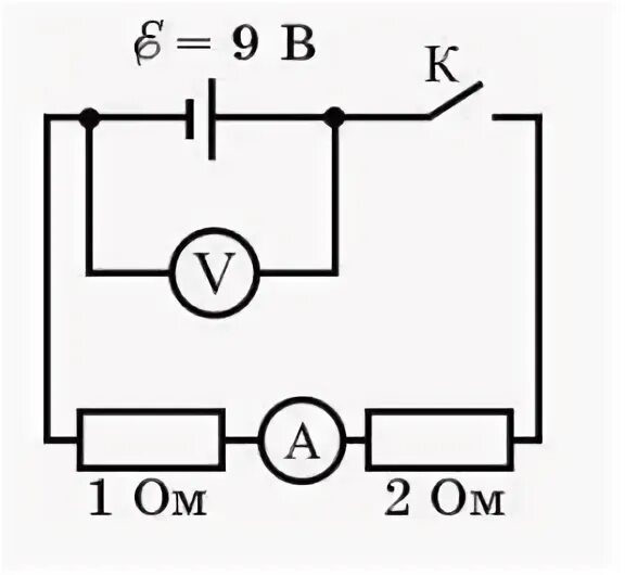 Показание амперметра в приведенной электрической схеме 15 баллов на рисунке приведена схема электрической цепи. при замкнутом ключе пок