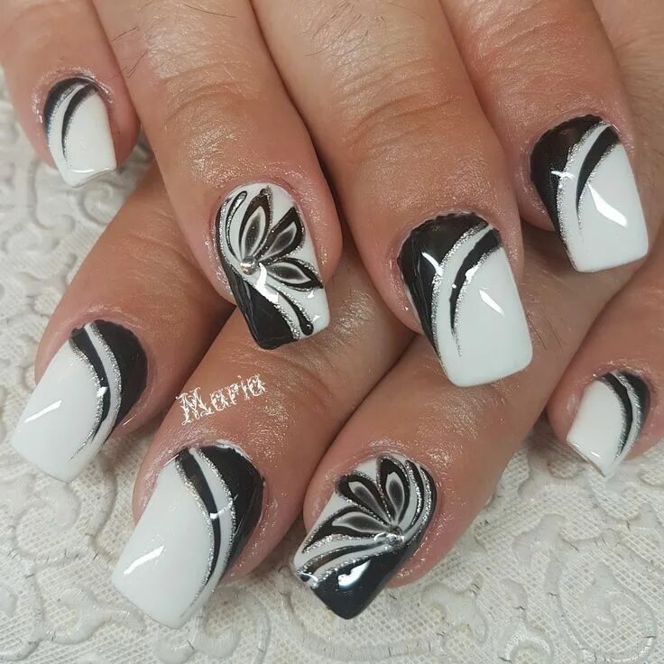 Показать черно белый маникюр Ev - Beauty Tips and Tricks Nail art designs, White nail art, Pretty nail art de