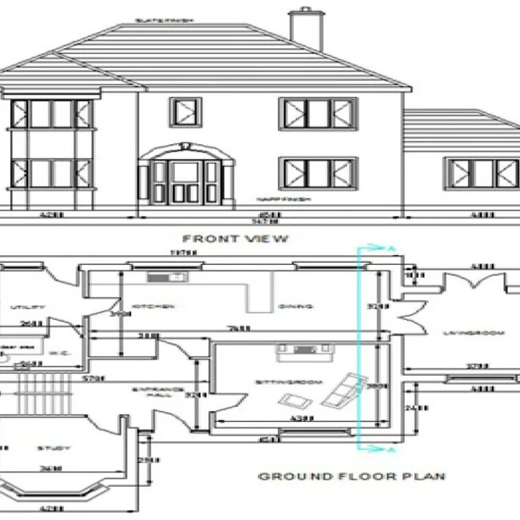 Показать чертеж дома Plan cad - House Three Floors DWG Plan for AutoCAD * Designs CAD.