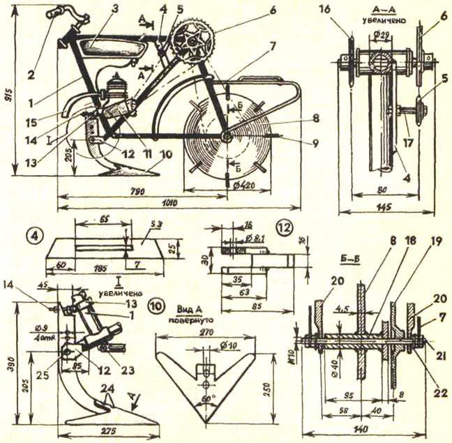 Показать чертежи самодельных мотоблоков Энциклопедия Технологий и Методик - Простейший велоплуг Технологии, Крутые изобр