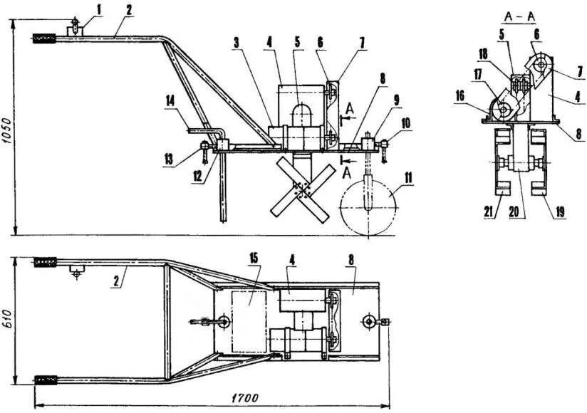 Показать чертежи самодельных мотоблоков КУЛЬТИВАТОР НА ЭЛЕКТРОТЯГЕ МОДЕЛИСТ-КОНСТРУКТОР