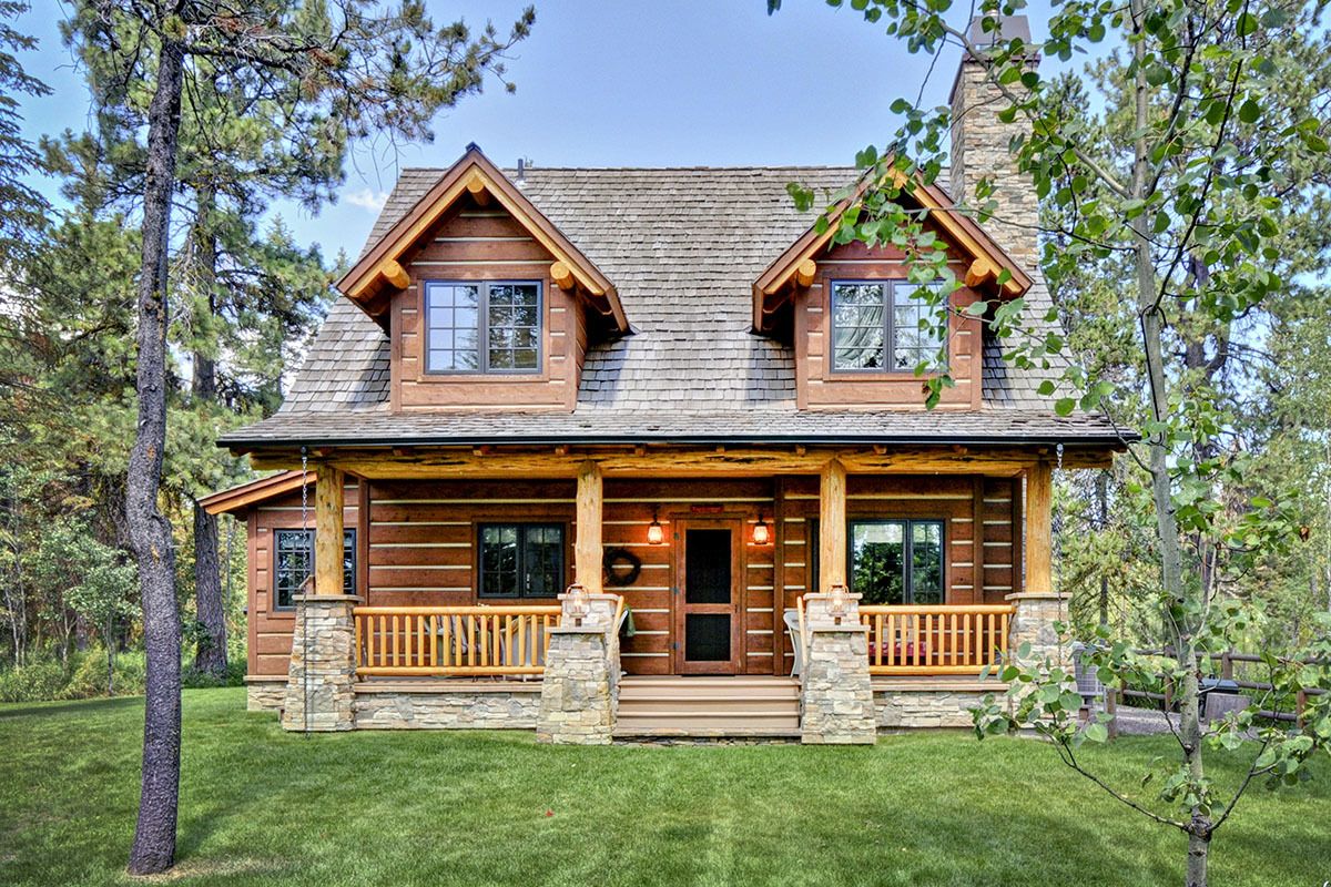 Показать фото деревянные дома Plan 11549KN: Rustic Cottage House Plan with Home Office - 1362 Sq Ft Log cabin 