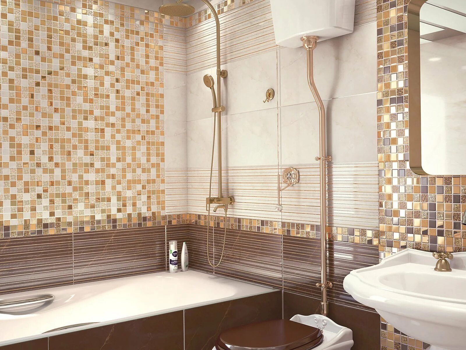 Показать фото плиток в ванной Настенная плитка AltaCera Marble Marron 500x249: цена, фото в интернет-магазине 