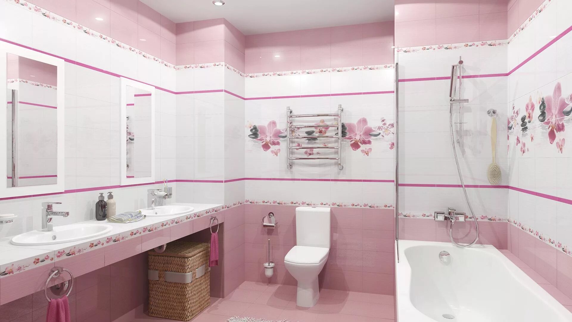 Показать фото плиток в ванной Керамическая плитка - каталог для ванной цвет Розовый - Страница 4