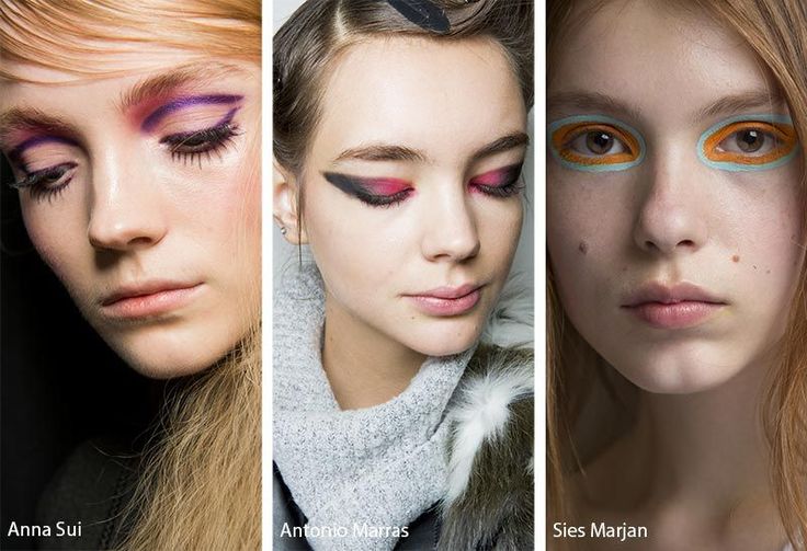 Показать фото зимнего и осеннего мейкапа Fall/ Winter 2018-2019 Makeup Trends: Multicolored Color-Blocked Eye Makeup #Eye