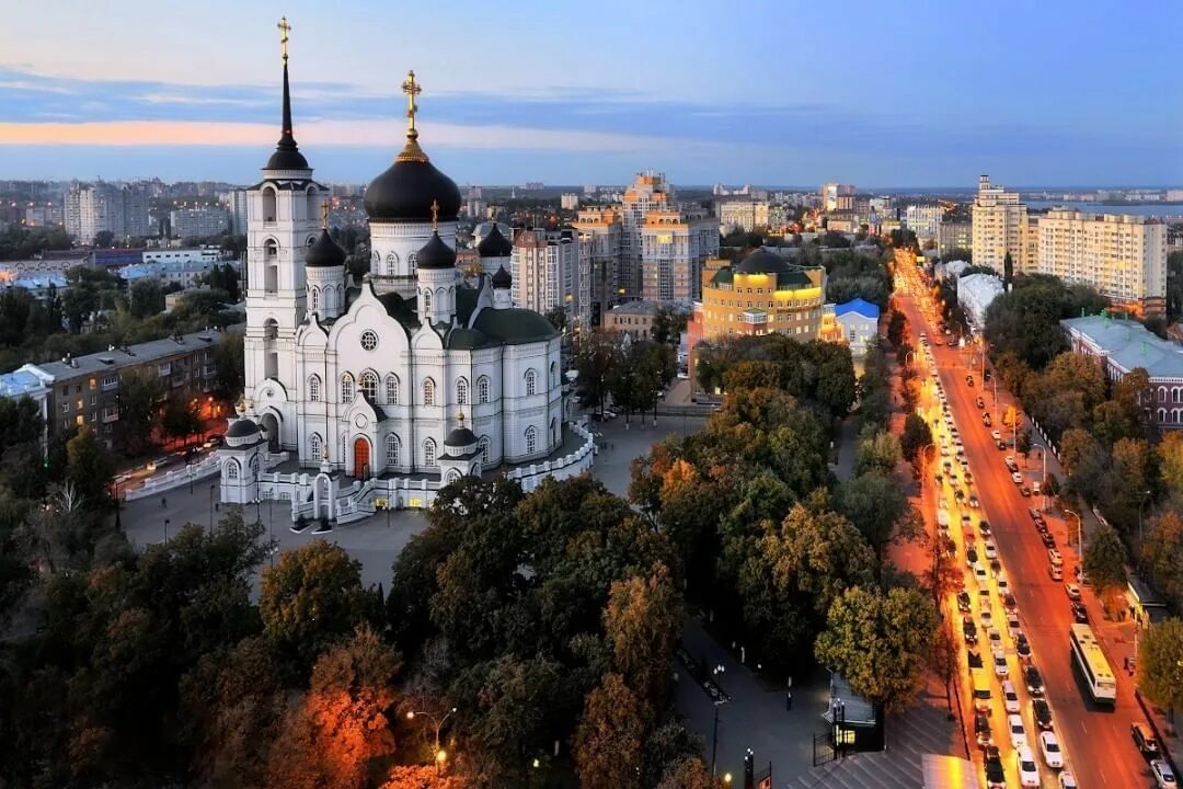 Показать город воронеж фото Благовещенский кафедральный собор с высоты башни ЮВЖД. Архив. Октябрь, 2015. #Во