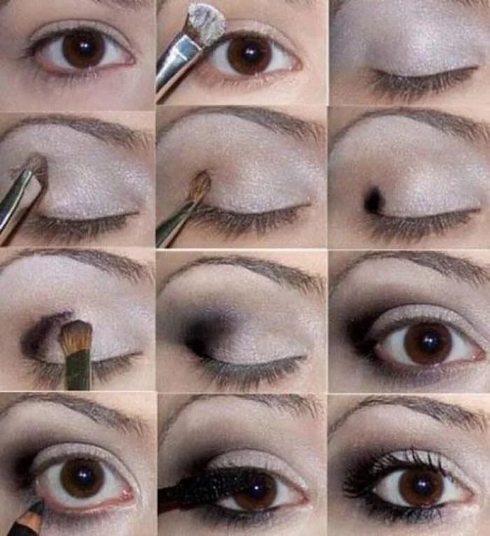 Показать как сделать макияж Макияж для нависшего века (пошагово)-4 Makeup for brown eyes, Smokey eye makeup,