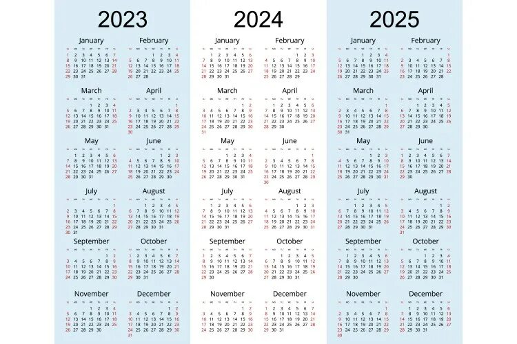 Показать календарь на 2025 год Calendar planner 2024 2025 2026 corporate Vector Image