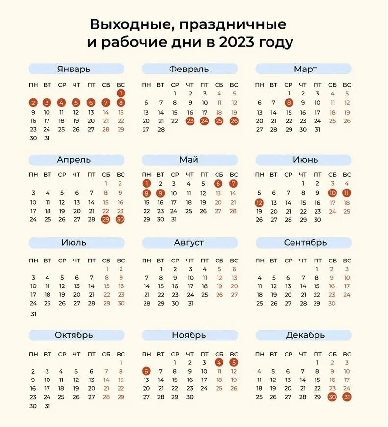 Показать календарь праздничных выходных The government established a calendar of weekends and holidays in 2023. And we w