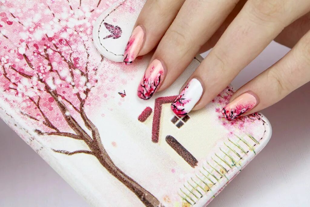 Показать маникюр рисунки красивые 53 Awesome Cherry Blossom Nail Art Designs and Ideas Cherry blossom nails, Cherr