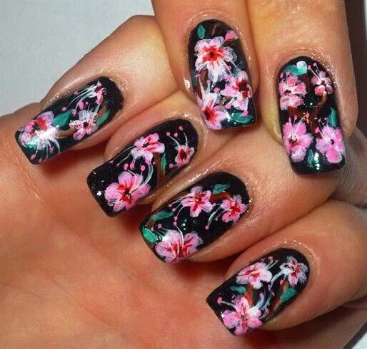 Показать маникюр рисунки красивые Cherry Blossom nail art ❤ Cherry blossom nails art, Nail designs spring, Nail ar