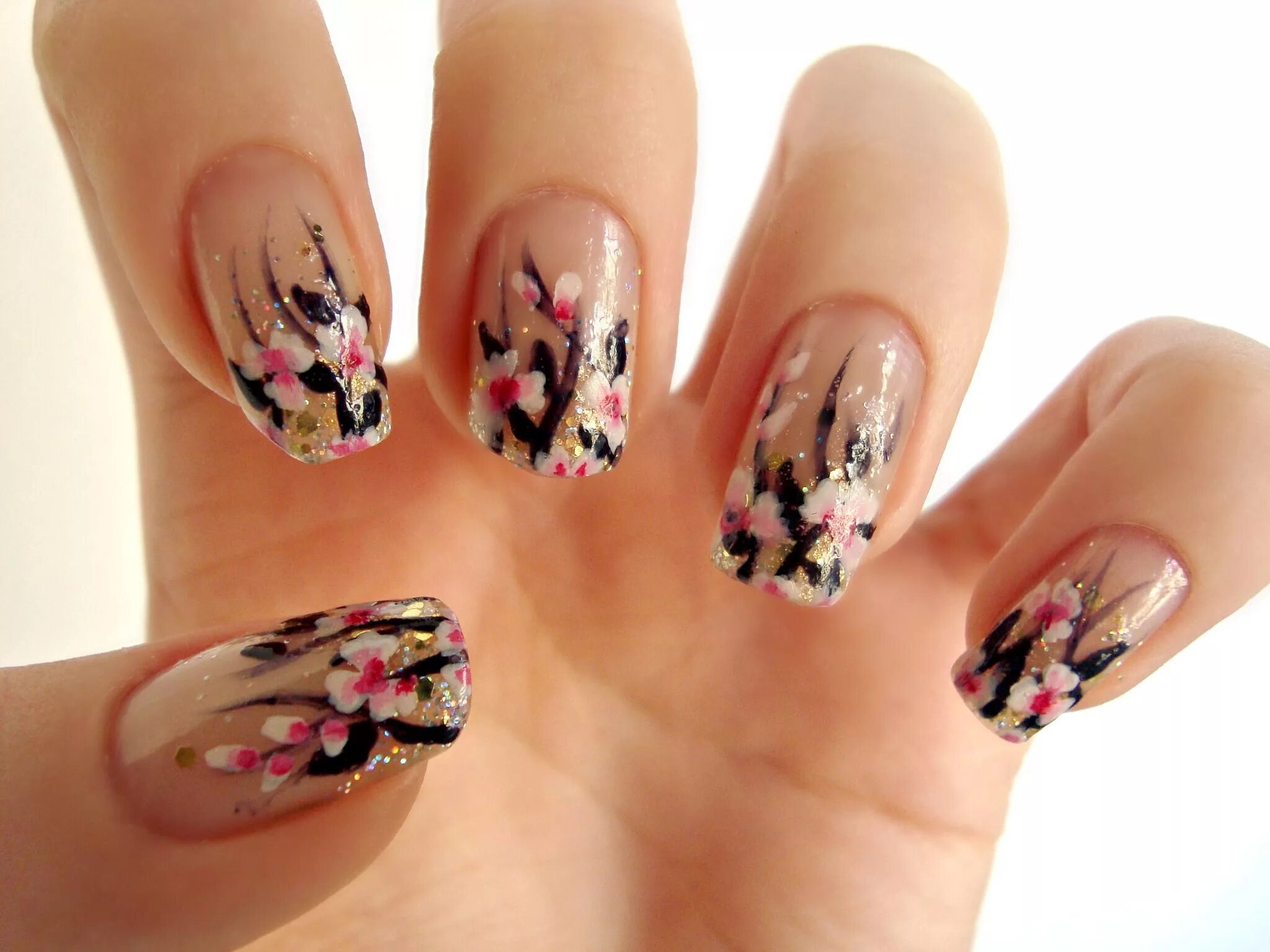 Показать маникюр рисунки красивые Cherry Blossom Nail Art Floral nail art, Trendy nail art designs, Flower nail de