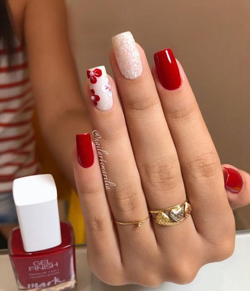 Показать маникюр с красным цветом UNHAS VERMELHAS DECORADAS 2020 - Luiza Gomes Unhas vermelhas, Unhas lindas, Unha