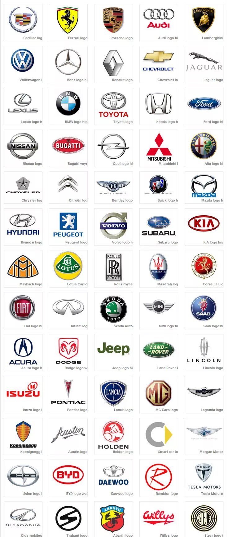 Показать марки автомобилей фото Car Logos Car symbols, Car brands logos, Car brands