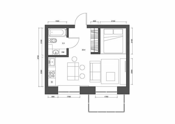 Показать планировки квартир Pin on Дизайн (Комната+коридор+балкон) Small apartment design, Small apartment p