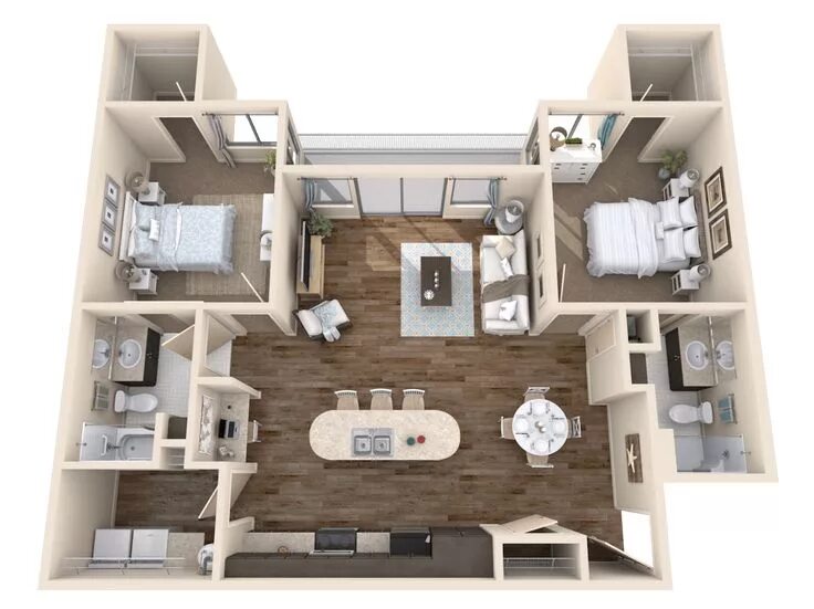 Показать планировку квартир в доме 3D Floor Plans Planos de apartamentos, Planos de casas pequeñas, Diseño de casas