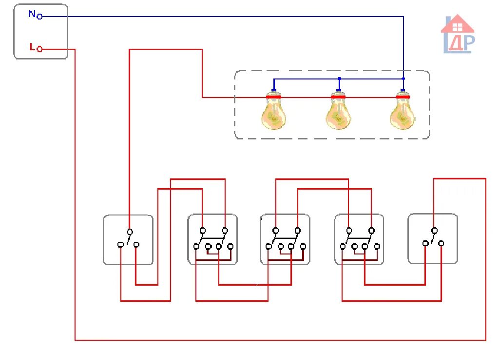 Схема проходного выключателя Home electrical wiring, Diy electrical, Electrical 