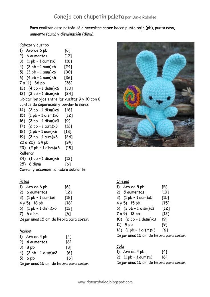 Показать схему вязания игрушки синасорол крючком Patron conejo con chupetin crochet Amigurumi patrones gratis, Amigurumis patrone