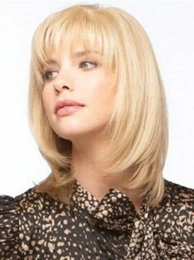 Показать стрижки на средние волосы Blonde Straight Flexibility Human Hair Human hair wigs blonde, Hair lengths, Med