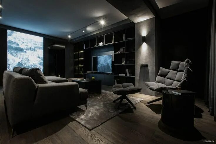 Покажи дизайн интерьера 007-home-kiev-yodezeen Dark living room decor, Dark living rooms, Dark interiors