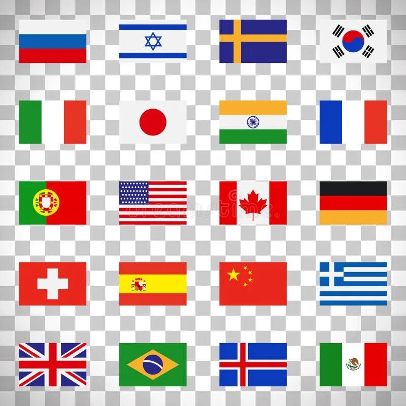 Покажи фотку как выглядит флаг Flags Icons on Transparent Background Stock Vector - Illustration of israel, lea