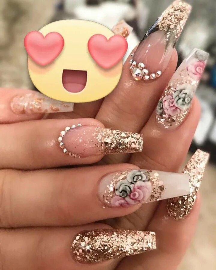 Покажи фотку красивого маникюра Pin by MANETRESS DI'ON on WHO IN DA NAIL Pink flower nails, Pretty nails glitter