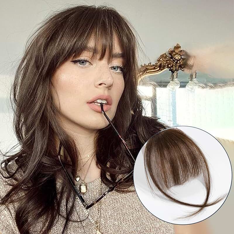 Покажи фото челки шторки Amazon.com: Hair Bangs Clip On