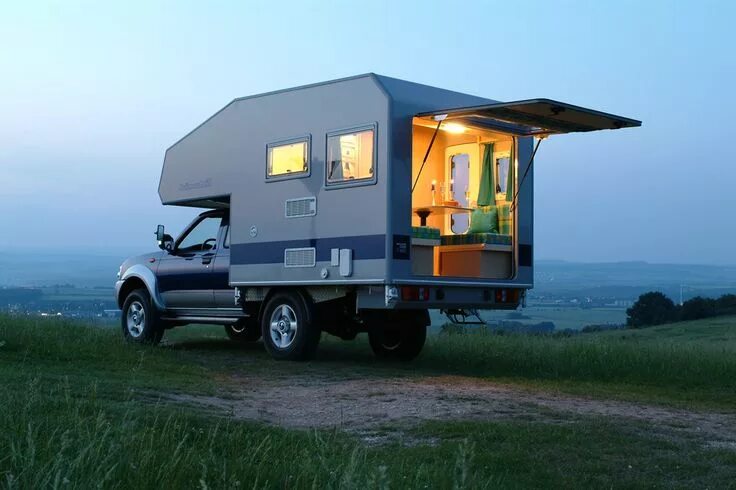 Покажи фото дом на колесах Bimobilabsetzkabine Truck camper, Slide in camper, Camping trailer