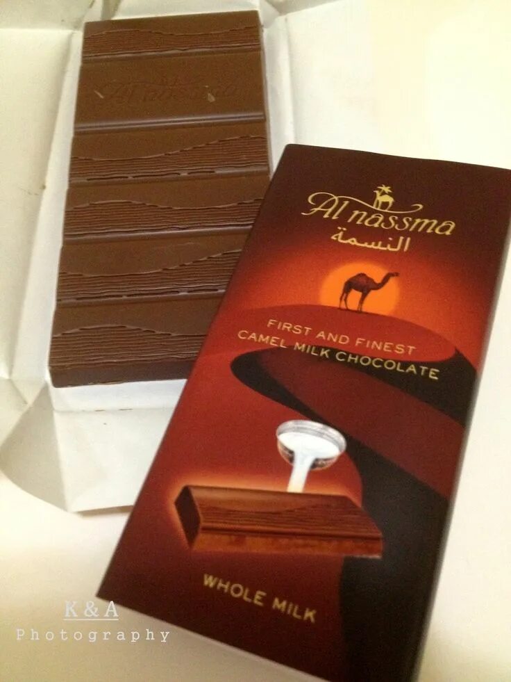 Покажи фото дубайского шоколада Al nassma, camel milk chocolate from the United Arab Emirates. Camel milk, Choco