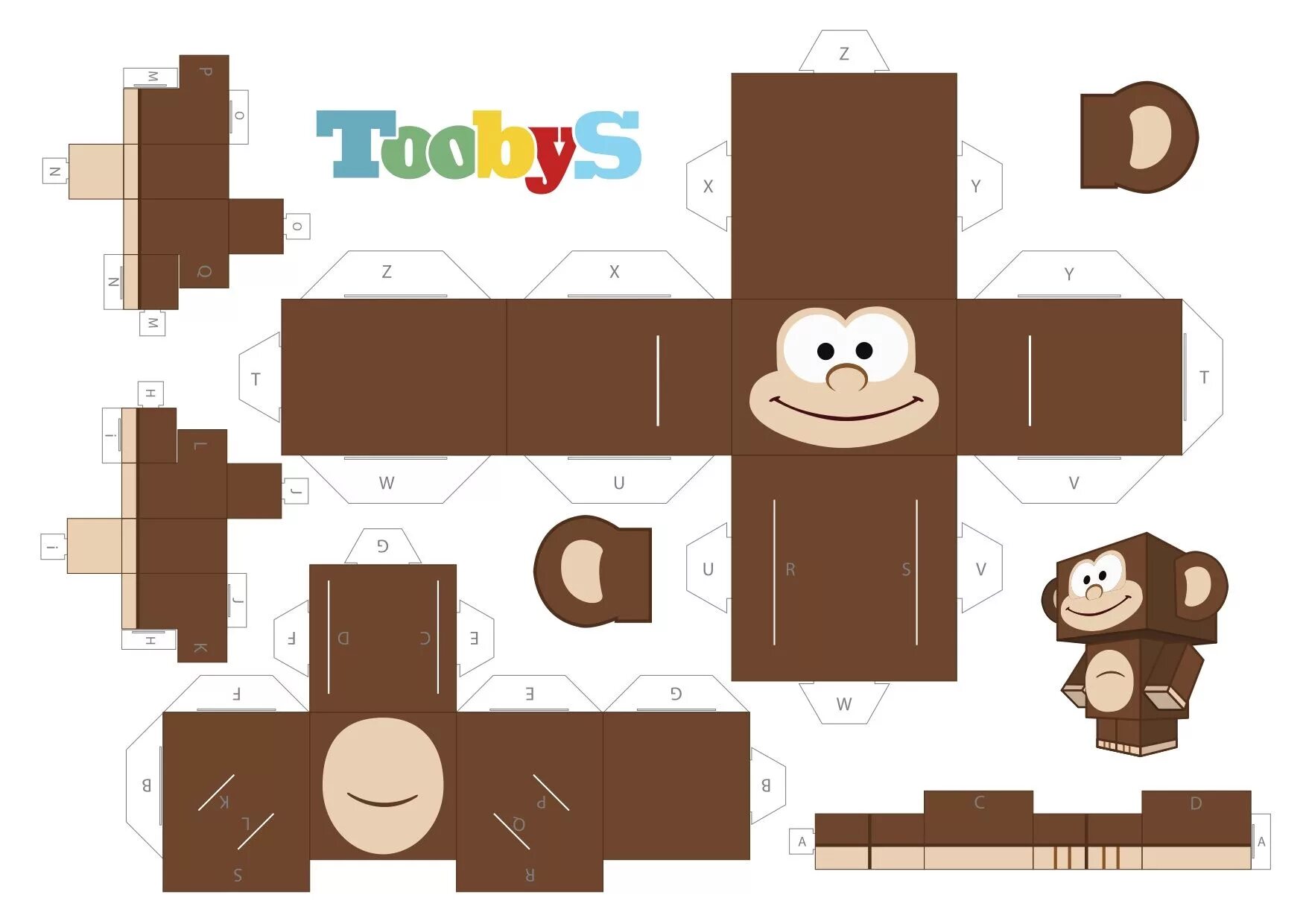 Покажи фото из бумаги Toobys - monkey paper toy - www.toobys.tv Juguetes de papel, Actividades para ni