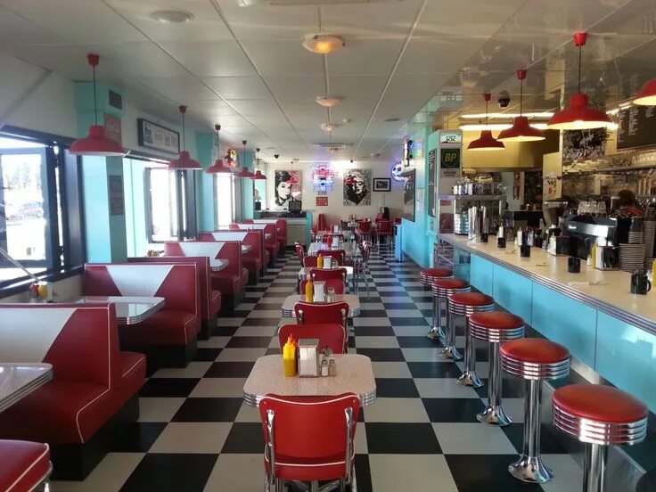 Покажи фото кафе FuckYeahVintage-Retro Diner aesthetic, Retro diner, 50s diner