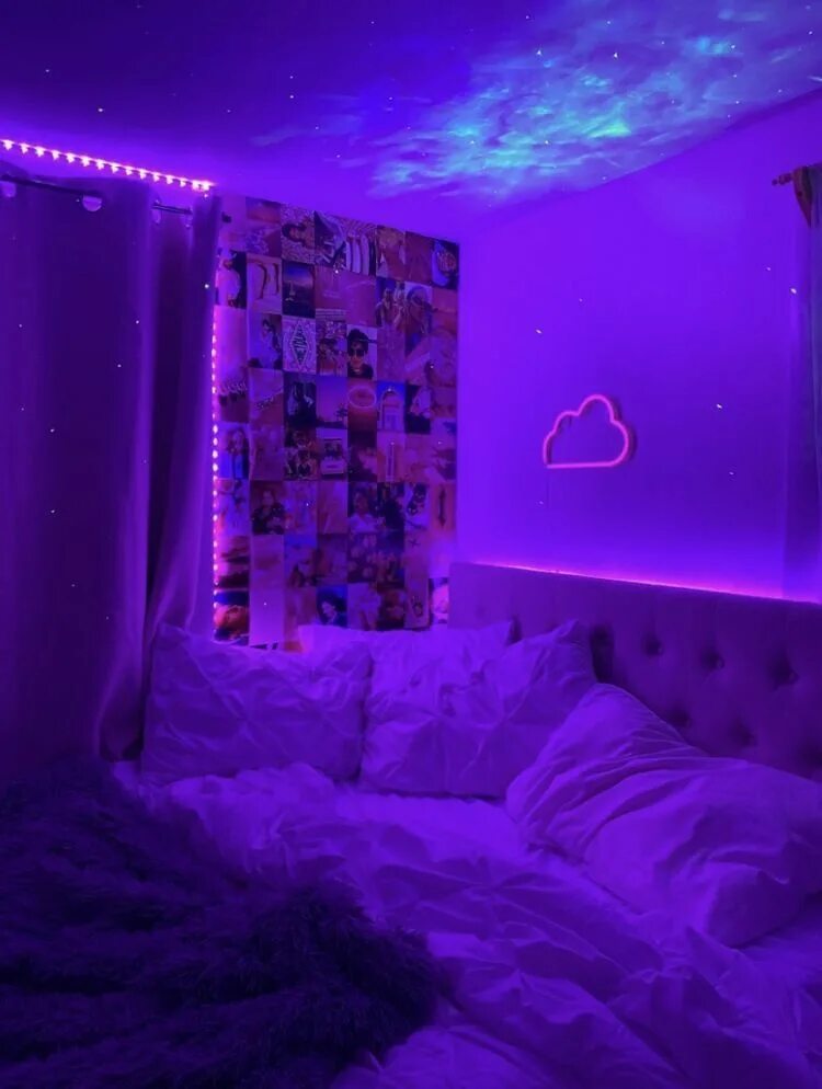 Покажи фото комнаты Purple Vibe Aesthetic Room Neon room, Bedroom makeover, Dream room inspiration