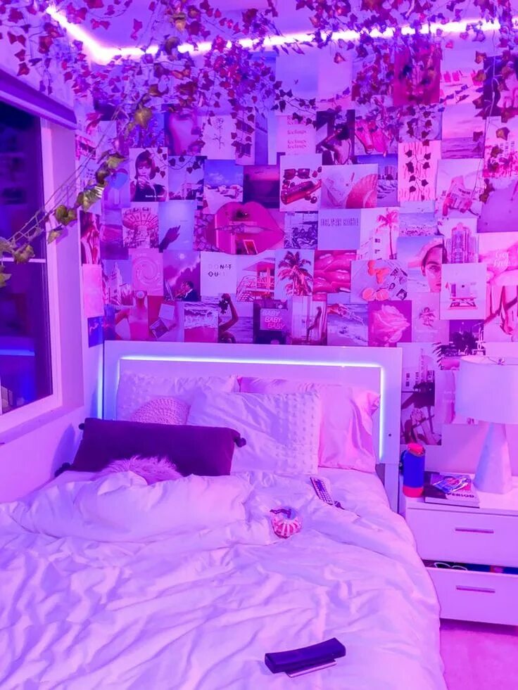 Покажи фото комнаты Edge LED Purple Lights Neon room, Teen bedroom decor, Indie room