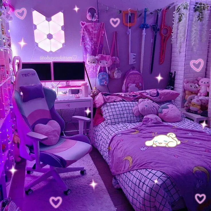 Покажи фото комнаты video gaming room ideas kawaii bedroom Neon room, Small gaming room ideas, Girl 