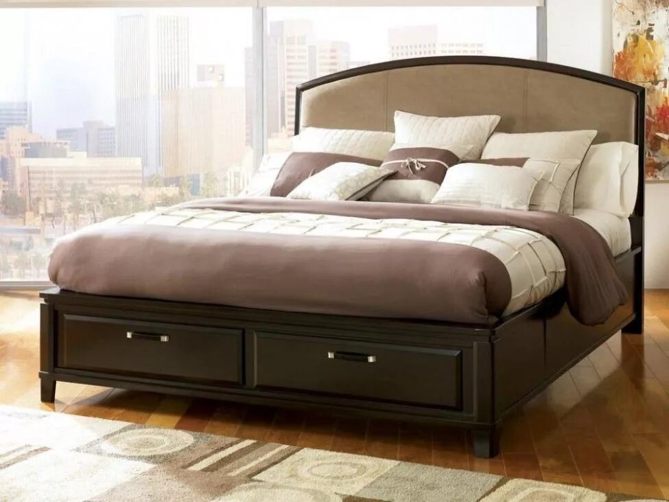 Покажи фото кровати Exciting Wooden Queen Modern Platform Bed Designed With Drawers Under The Bed Al