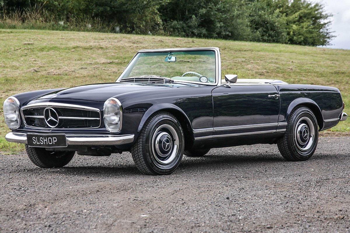 Покажи фото мерседес 230 1965 Mercedes 230SL in Blue with Cream For Sale