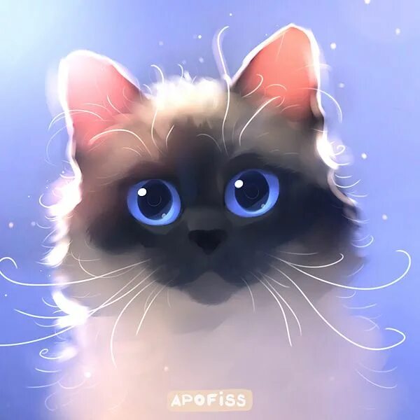 Покажи фото мультяшного котика Apofiss - Digital Artist DeviantArt Cute animal drawings, Cute cats, Cat art