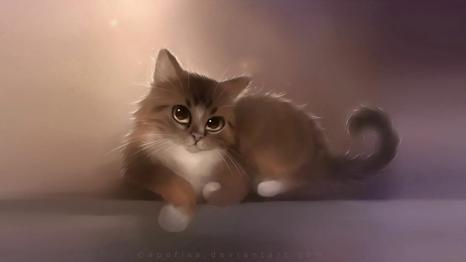 Покажи фото мультяшных котиков Download wallpaper 1920x1080 cat, apofiss, drawing, cute cat hd background