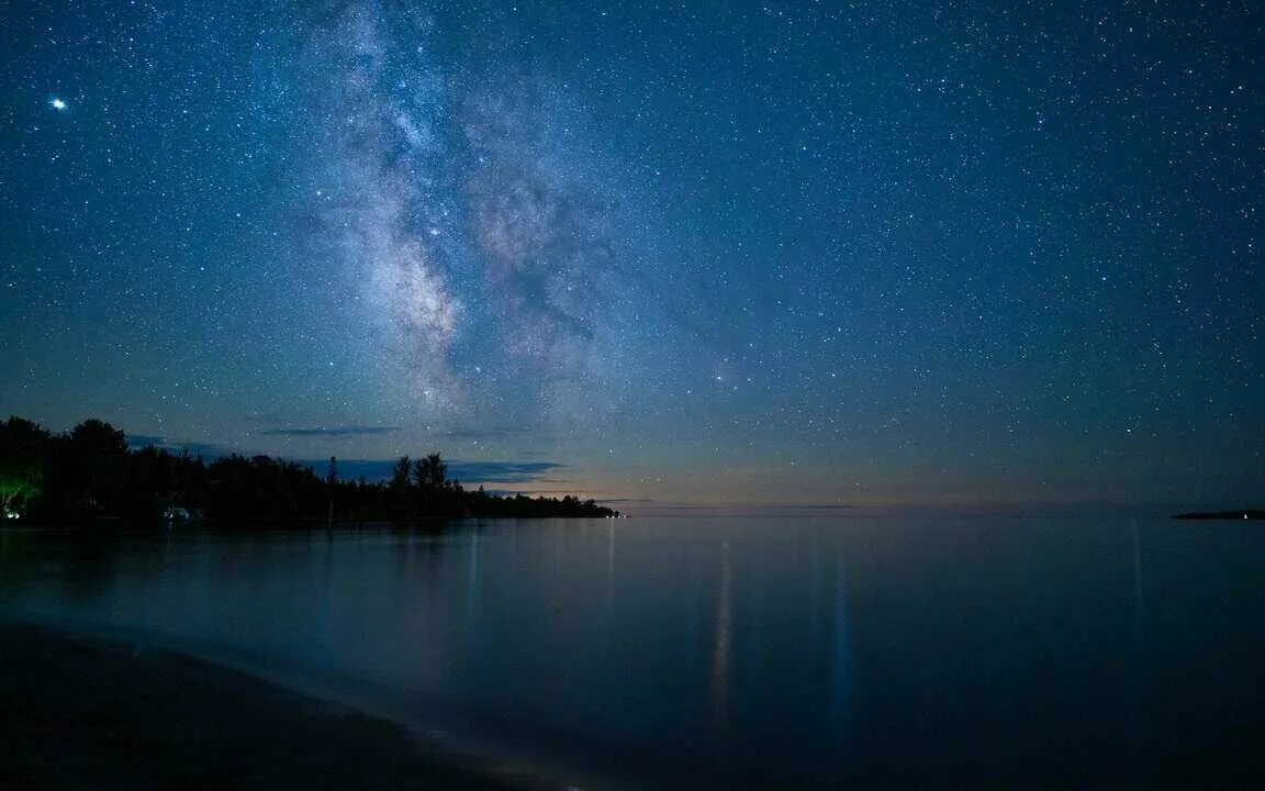 Покажи фото ночи Картина на холсте 60x110 LinxOne "Туманность, звездное небо, деревья" интерьерна