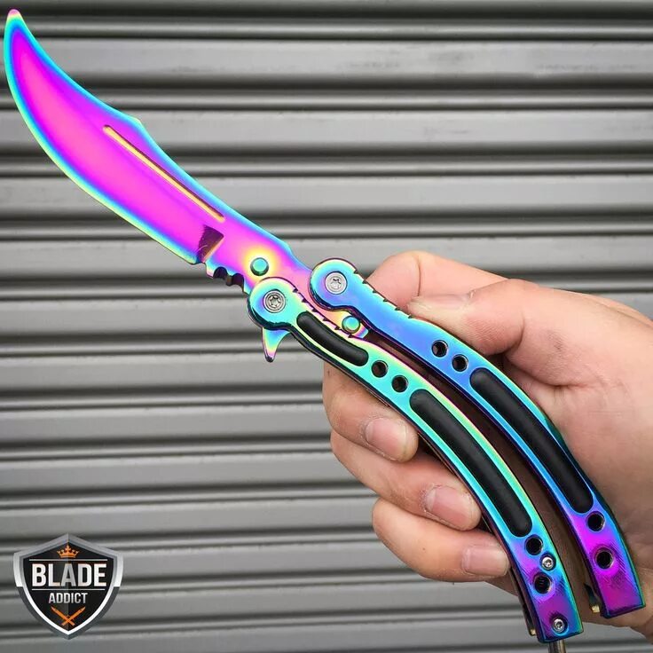 Покажи фото нож бабочки Csgo balisong butterfly knife rainbow spectrum trainer Butterfly knife, Knife ma