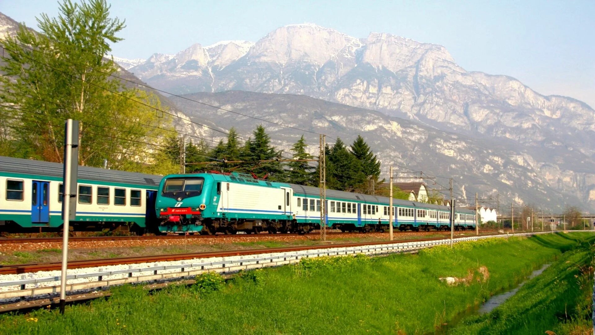 Покажи фото поезда 1920x1080 free desktop pictures train Trento, Italy, Train